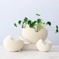 Moderne nordische Art elegante weiße Keramik Eierschale Vase große Form Blumentopf Home Desktop-Dekor