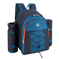 Sac à dos isotherme pour pique-nique 4 personnes avec compartiment pour bouteilles de vin, couverture en polyester souple, fond imperméable, anti-fuite, réutilisable