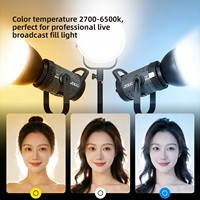 Éclairage photo pour diffusion en direct, lumière douce de studio, lumière de beauté 200W haute puissance AC dimmable 2700-6500K, 12 lumières