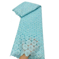 Magnifiques Tissus Africains en Cordon, Dentelle Guipure de Luxe 100% Polyester à Motifs Floraux Vintage et Paillettes pour Robes, 5 Yards 83G26062301