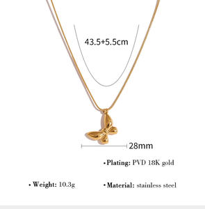 Collares con colgante de mariposa grande de acero inoxidable para mujer, accesorios PVD impermeables de moda de 18K en el cuello, joyería femenina de moda - Product Image 6