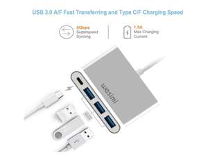 Adaptateur de concentrateur USB3.1 Type C USB3.0 * 3 avec coque en alliage d'aluminium Hub de charge PD pour <span class=keywords><strong>Apple</strong></span> Air Pro <span class=keywords><strong>Chromebook</strong></span> pour Dell XPS 12/13 en S - Product Image 4
