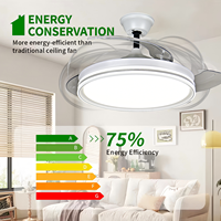 Salida de fábrica Cuchillas ocultas Lámpara de ventilador de techo CCT Ajustable Reversa y delantera Diseño silencioso Seis velocidades de ventilador Luz de ventilador de techo