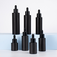 Flacons compte-gouttes en verre noir mat givré de luxe pour huiles essentielles, crèmes de soin et collyres 100ml 80ml, cosmétiques sérigraphiés