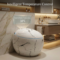 Toilette intelligente de luxe en forme d'œuf avec motif marbre, WC intelligent tout-en-un avec affichage numérique et texture marbre