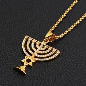 Toptan özel moda ince altıgen yıldız kadeh şekli 18K altın kaplama paslanmaz çelik titanyum kolye kolye - Product Image 6