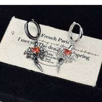 Boucles d'oreilles créoles tendance Y2K en alliage, zircon et rivets, motif ailes de cœur gothiques rouges, pour femmes et hommes