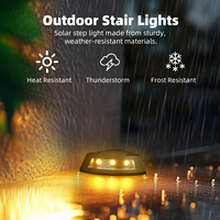 Lampes solaires étanches à 3LED pour escaliers de terrasse avec capteur automatique, éclairage de marches extérieures pour le jardin, le parc, la pelouse et le paysage.