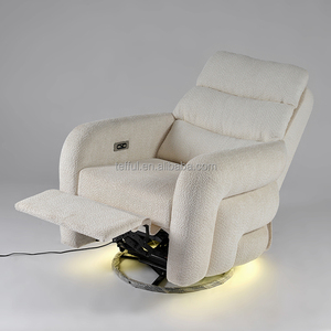 Sillón Giratorio Reclinable para Cuarto de Bebé, Cómodo Sillón Giratorio Reclinable de Tela Bouclé para Sala de Estar - Product Image 1
