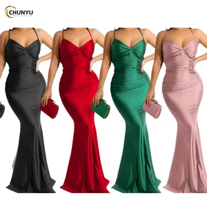 Factory Wholesale solid evening gown dress elegant party gown ball gown prom dress With Wholesaler