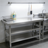 Planche à découper en acier inoxydable la plus vendue, table de travail pour restaurant, plan de travail de cuisine, finition mate brossée de qualité 201/304, 300 kg/m