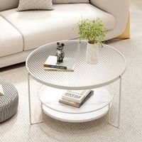 Table basse en pierre de couleur crème, plateau en verre trempé, cadre en métal, design minimaliste moderne pour les petits salons, meubles de maison