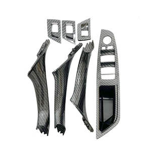 BMW Série 5 F10 F18 Ensemble de 7 pièces avec boîte de rangement d'accoudoir intérieur Noir Beige Fibre de carbone Cuir multicolore Modèle 51417225873 - Product Image 5