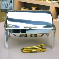 Chauffe-plats rectangulaire en acier inoxydable de luxe pour hôtel, vente chaude, 9L, argent, couvercle à roulettes