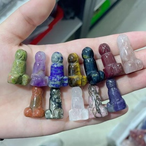 Vente en gros nouveauté artisanat en cristal de guérison sculpté à la main mélange de matériaux mini baguette de massage <span class=keywords><strong>pénis</strong></span> en cristal pour femme - Product Image 1