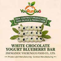 OEM al por mayor: Barras sólidas de yogur, chocolate blanco y arándanos, en forma de barra, con fruta deshidratada a granel, directamente de fábrica.