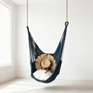 Fauteuils suspendus en corde de nylon pour intérieur, balançoires en bois de style filet pour <span class=keywords><strong>balcon</strong></span>, chaises à bascule et hamacs pour la maison et le jardin - Product Image 4