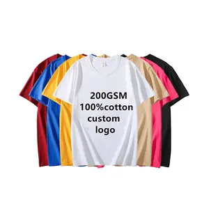 Özel T Shirt yüksek kalite boy gevşek düz 200 Gsm penye pamuk şartları T-shirt