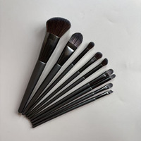 Ensemble de 9 pinceaux à sourcils professionnels de haute qualité, classiques, à manche noir, poils synthétiques, plats