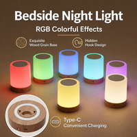 Luz Nocturna RGB con Control Remoto y Diseño de Madera, Táctil, para Dormitorio, Luz Ambiental, Protectora de la Vista, Compañera de Sueño