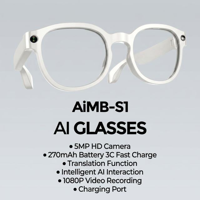 8MP HD Camera AI Smart Glasses with AI Translation Bluetooth Hands-free for Travel Vlog Sunglasses