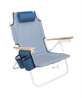 Chaise de plage pliable et légère en alliage d'aluminium, chaise longue pour bronzer, équipée d'un appui-tête et d'un porte-gobelet latéral, mobilier d'extérieur