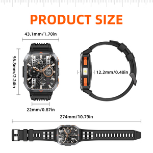 Montre connectée avec appels Bluetooth, moniteur de santé, fréquence cardiaque, tension artérielle, suivi SpO2, musique, carte SD pour hommes et femmes - Product Image 2