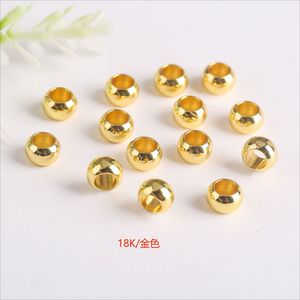 Lisheng Jewelry 18K Gold Plated Copper <b>Beads</b> <b>Large</b> Hole Round Loose <b>Beads</b> For DIY Necklace Bracelet Jewelry Making Supplies - Product Image 3