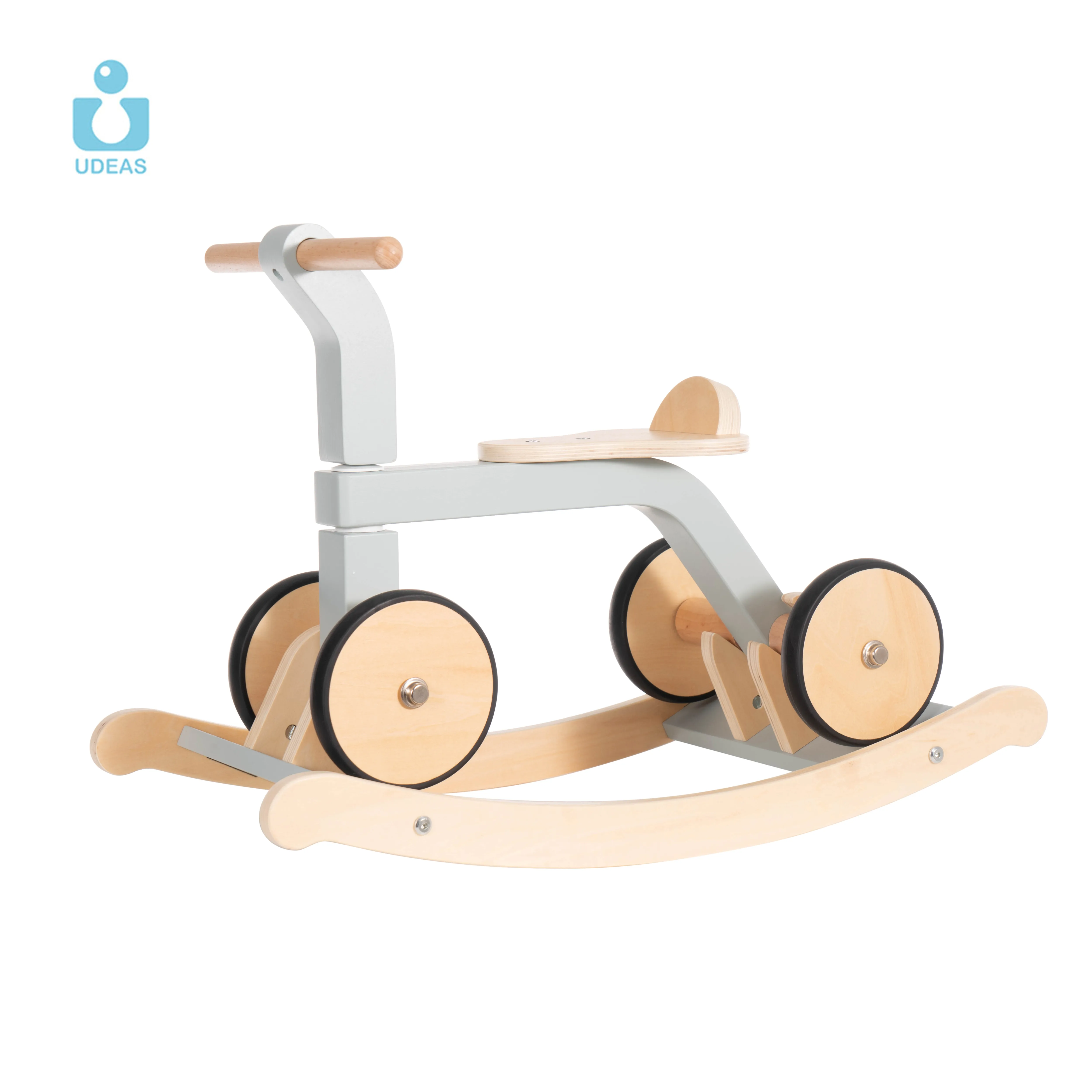 UDEAS 2 en 1 Jouet éducatif d'équilibre pour enfants Cheval à bascule en bois avec roues