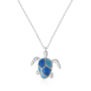 Collar con Colgante de Tortuga Amy Amy, Chapado en Plata, Aleación y Resina, Amuleto de Animal Azul para Mujer, Regalo para Uso Diario - Product Image 3