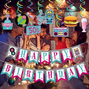 Guirnalda <span class=keywords><strong>de</strong></span> Feliz Cumpleaños Estilo Años 50, Decoraciones para Fiestas Temáticas <span class=keywords><strong>de</strong></span> <span class=keywords><strong>los</strong></span> Años 50, Decoraciones para Fiestas <span class=keywords><strong>de</strong></span> Sock Hop - Product Image 3