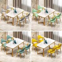 Ensemble de table basse rectangulaire de style nordique, luxe léger, et combinaison de chaises de salle à manger simples pour petite famille, idéal pour le thé et le lait, ensemble pré-assemblé.