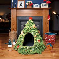 Tente en feutre durable Lit pour chat DIY Arbre de Noël Maison pour chat Intérieur Extérieur Semi-fermé Décoration manuelle Maison pour chat grise originale