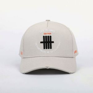 Casquette de baseball structurée en coton beige vintage à 5 panneaux, broderie 3D, pour homme et adolescent, style décontracté, directement de l'usine - Product Image 2