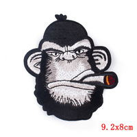 Badge thermocollant brodé tête de mort animal étoile en PU avec tissu sergé pour vestes, jeans, chapeaux