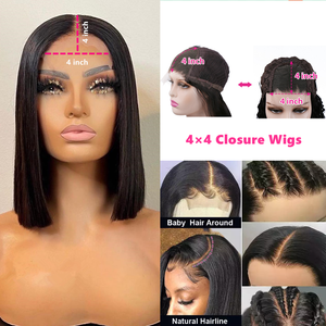Perruques Courtes Bob Naturelles Brésiliennes en Dentelle HD, Cheveux Humains <span class=keywords><strong>Vierges</strong></span>, Perruques Indiennes Lace Front avec Baby Hair pour Femmes Noires - Fournisseur - Product Image 4