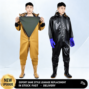 Overoles <span class=keywords><strong>de</strong></span> Pesca Impermeables <span class=keywords><strong>de</strong></span> PVC Reforzado con Capucha, <span class=keywords><strong>de</strong></span> Alta Resistencia, con Logotipo Personalizado, 5000-10000mm, Botas y Guantes Incluidos - Product Image 1