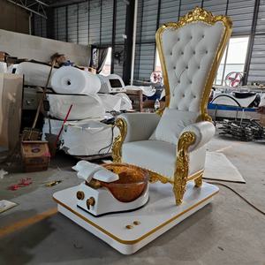 Sillón de Pedicura y Manicura de Lujo con Reposapiés Blanco, Asiento Reclinable, Lámpara LED, Tina sin Tuberías, Tapizado en PU para Salón de Uñas - Product Image 5