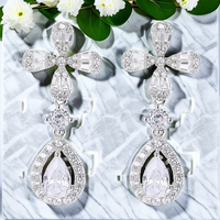 Boucles d'oreilles pendantes de luxe en argent sterling 925 GRA, motif trèfle à quatre feuilles, avec moissanite VVS, pour femme, style princesse