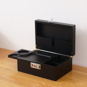 Wood Case with Combination Lock <b>Large</b> Storage Stash <b>Box</b> Set Removable Dividers 3 Glass Jars Stash <b>Box</b> for Smoking Accessories - Product Image 1