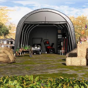 Abri de voiture 12x20FT robuste et portable en acier galvanisé, au design moderne en arche, avec protection anti-neige, abri de stockage extérieur pour voitures et camions - Product Image 1