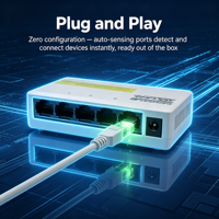 Commutateur réseau Gigabit ANPA 5 ports empilable 4,8 Gbit/s, boîtier plastique, Plug & Play de bureau avec QoS, garantie 2 ans pour caméra IP – En stock