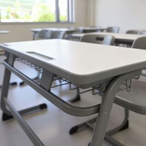 Ensemble de bureau et chaise double pour étudiants, moderne, réglable, en métal, pour salle de classe primaire et salon - Product Image 5