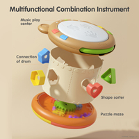 Tumama Kids Music Drum Toys Battery Baby Learning Musical Instrument 3-in-1 Color Lights Beating Sounds Drum Toys for Toddlers