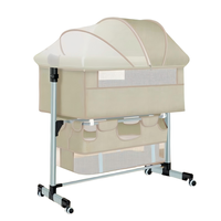 Lit bébé pliable portable, berceau cododo réglable en hauteur avec moustiquaire complète pour nouveau-nés et panier de rangement