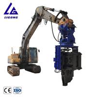 Marteau vibrant hydraulique à pince latérale CE ISO avec deux pinces pour excavatrice SY215 PC200, pour projets de pieutage de sols molles