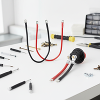 موصل بطارية 10AWG SAE إلى طرف حلقي مع فيوز 15 أمبير، موصل SAE سريع الفصل ثنائي الأطراف، كابل تمديد بطول 2 قدم