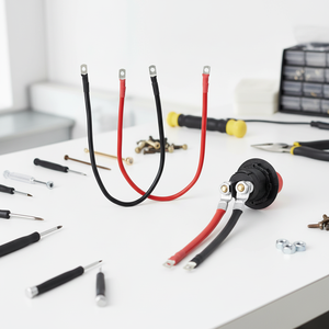 배터리 커넥터 10AWG SAE - 링 터미널 하네스(15A 퓨즈 포함) 2핀 SAE 퀵 디스커넥트 커넥터 2피트 연장 케이블 - Product Image 1