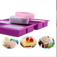 DeSheng Custom Dikke Duurzame Violet 4-Vaks Siliconen Rechthoekige Mal Herbruikbaar voor Zeep & Brownie Bakken Handgemaakte Taartgereedschap