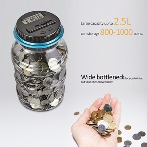Hucha contadora electrónica transparente al por mayor, caja de plástico creativa con diseño de cajero automático, uso de Regalo Seguro, Compatible con EUR USD NT <span class=keywords><strong>RMB</strong></span> - Product Image 3